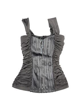 Vintage Xoxo Satin Ruched Corset- Gray